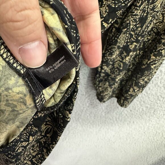 Vintage Y2K The Limited Top Womens Small Black Paisley Print Pleated Boho Hippie - Picture 5 of 7